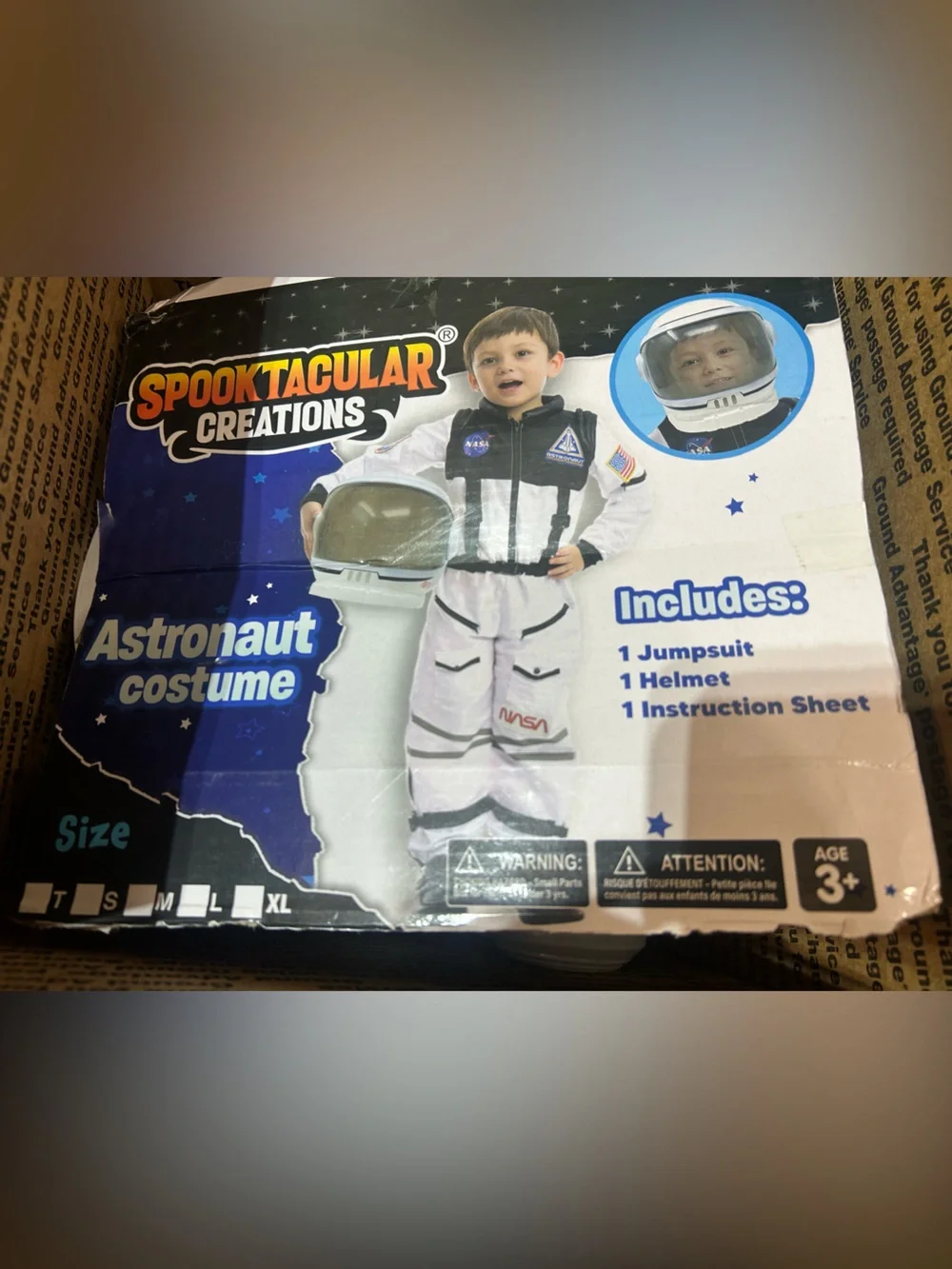 White Kids Astronaut Costume with Helmet Small